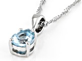 Sky Blue Topaz Rhodium Over Sterling Silver December Birthstone Pendant With Chain 1.06ct