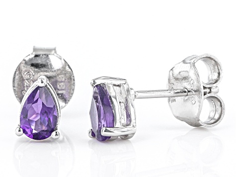 Purple Amethyst Rhodium Over Sterling Silver February Birthstone Earrings 0.63ctw