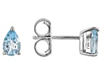 Blue Aquamarine Rhodium Over Sterling Silver March Birthstone Earrings 0.63ctw