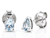 Blue Aquamarine Rhodium Over Sterling Silver March Birthstone Earrings 0.63ctw