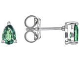 Green Lab Created Emerald Rhodium Over Sterling Silver May Birthstone Earrings 0.57ctw