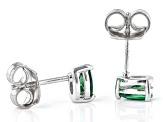 Green Lab Created Emerald Rhodium Over Sterling Silver May Birthstone Earrings 0.57ctw