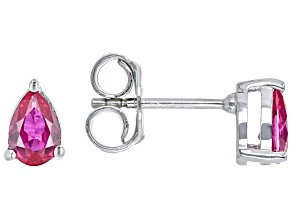 Red Lab Created Ruby Rhodium Over Sterling Silver July Birthstone Earrings 0.74ctw