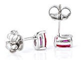 Red Lab Created Ruby Rhodium Over Sterling Silver July Birthstone Earrings 0.74ctw