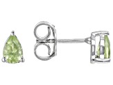 Green Manchurian Peridot™ Rhodium Over Sterling Silver August Birthstone Earrings 0.75ctw