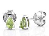 Green Manchurian Peridot™ Rhodium Over Sterling Silver August Birthstone Earrings 0.75ctw