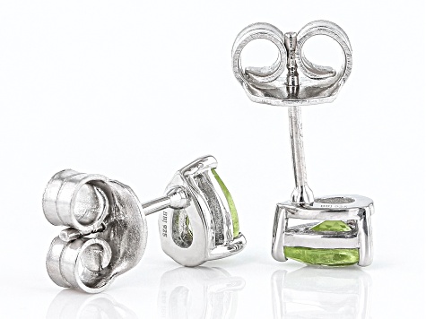 Green Manchurian Peridot™ Rhodium Over Sterling Silver August Birthstone Earrings 0.75ctw