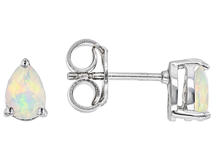 Multi Color Ethiopian Opal Rhodium Over Sterling Silver October Birthstone Earrings 0.43ctw