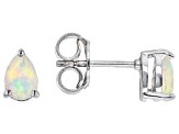 Multi Color Ethiopian Opal Rhodium Over Sterling Silver October Birthstone Earrings 0.43ctw