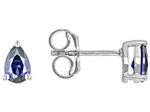 Blue Lab Created Sapphire Rhodium Over Sterling Silver September Birthstone Earrings 0.80ctw
