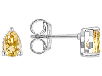 Picture of Yellow Citrine Rhodium Over Sterling Silver November Birthstone Earrings 0.65ctw