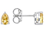 Yellow Citrine Rhodium Over Sterling Silver November Birthstone Earrings 0.65ctw