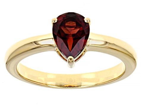 Red Garnet 18K Yellow Gold Over Sterling Silver Solitaire January Birthstone Ring 0.98ct