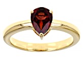 Red Vermelho Garnet™ 18K Yellow Gold Over Sterling Silver Solitaire January Birthstone Ring 0.98ct