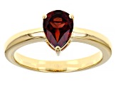 Red Garnet 18K Yellow Gold Over Sterling Silver Solitaire January Birthstone Ring 0.98ct