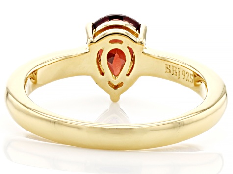 Red Garnet 18K Yellow Gold Over Sterling Silver Solitaire January Birthstone Ring 0.98ct