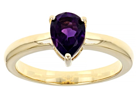 Purple Amethyst 18K Yellow Gold Over Sterling Silver February Birthstone Ring 0.93ct