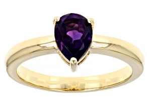 Purple Amethyst 18K Yellow Gold Over Sterling Silver February Birthstone Ring 0.93ct