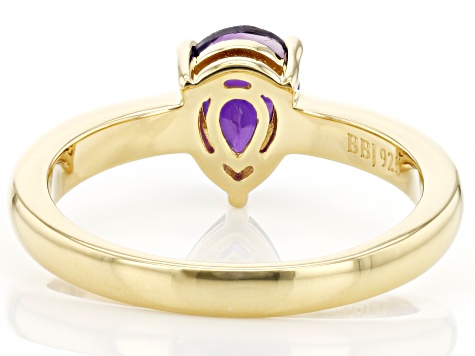 Purple Amethyst 18K Yellow Gold Over Sterling Silver February Birthstone Ring 0.93ct
