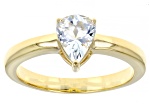 Blue Aquamarine 18K Yellow Gold Over Sterling Silver March Birthstone Ring 0.76ct