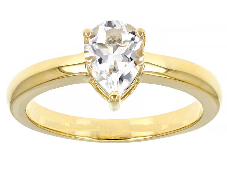 White Topaz 18K Yellow Gold Over Sterling Silver April Birthstone Ring 1.09ct
