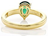 Green Lab Created Emerald 18K Yellow Gold Over Sterling Silver May Birthstone Ring 0.88ct
