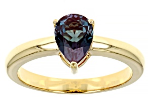 Blue Lab Created Alexandrite 18K Yellow Gold Over Sterling Silver June Birthstone Ring 1.20ct
