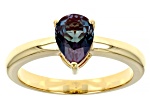Blue Lab Created Alexandrite 18K Yellow Gold Over Sterling Silver June Birthstone Ring 1.20ct