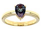 Blue Lab Created Alexandrite 18K Yellow Gold Over Sterling Silver June Birthstone Ring 1.20ct