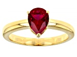 Red Lab Created Ruby 18K Yellow Gold Over Sterling Silver July Birthstone Ring 1.10ct