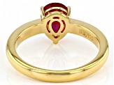 Red Lab Created Ruby 18K Yellow Gold Over Sterling Silver July Birthstone Ring 1.10ct