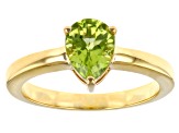 Green Peridot 18K Yellow Gold Over Sterling Silver August Birthstone Ring 0.98ct