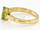 Green Peridot 18K Yellow Gold Over Sterling Silver August Birthstone Ring 0.98ct