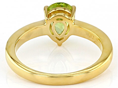 Green Peridot 18K Yellow Gold Over Sterling Silver August Birthstone Ring 0.98ct