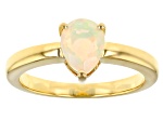 Multi Color Ethiopian Opal 18K Yellow Gold Over Sterling Silver October Birthstone Ring 0.57ct