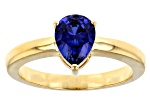 Blue Lab Created Blue Sapphire 18K Yellow Gold Over Sterling Silver September Birthstone Ring 1.15ct