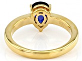 Blue Lab Created Blue Sapphire 18K Yellow Gold Over Sterling Silver September Birthstone Ring 1.15ct