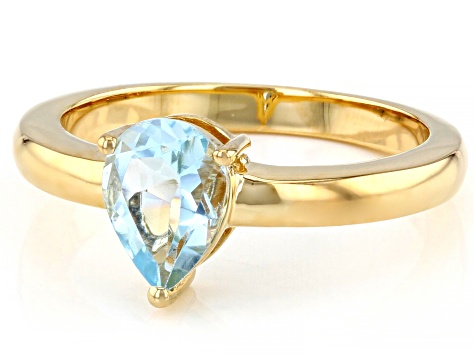 Sky Blue Topaz 18K Yellow Gold Over Sterling Silver December Birthstone Ring 1.05ct