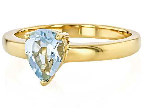 Sky Blue Topaz 18K Yellow Gold Over Sterling Silver December Birthstone Ring 1.05ct