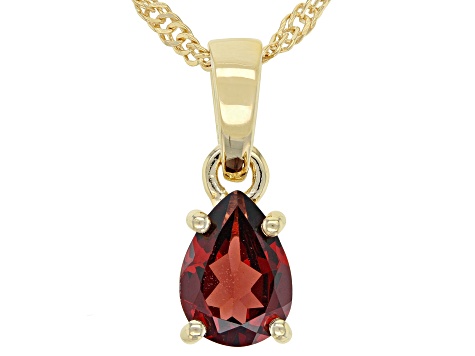 Red Garnet 18K Yellow Gold Over Sterling Silver January Birthstone Pendant With Chain 0.98ct