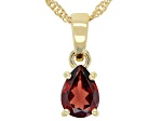 Red Garnet 18K Yellow Gold Over Sterling Silver January Birthstone Pendant With Chain 0.98ct