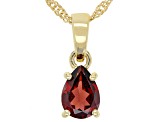 Red Garnet 18K Yellow Gold Over Sterling Silver January Birthstone Pendant With Chain 0.98ct