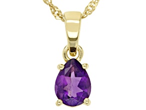 Purple Amethyst 18K Yellow Gold Over Sterling Silver February Birthstone Pendant With Chain 0.93ct