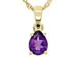 Purple Amethyst 18K Yellow Gold Over Sterling Silver February Birthstone Pendant With Chain 0.93ct