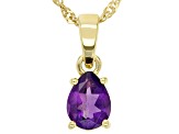 Purple Amethyst 18K Yellow Gold Over Sterling Silver February Birthstone Pendant With Chain 0.93ct