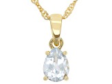 Blue Aquamarine 18K Yellow Gold Over Sterling Silver March Birthstone Pendant With Chain 0.76ct