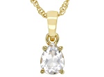 White Topaz 18K Yellow Gold Over Sterling Silver April Birthstone Pendant With Chain 1.09ct