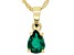 Green Lab Created Emerald 18K Yellow Gold Over Sterling Silver Birthstone Pendant With Chain 0.88ct