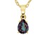 Blue Lab Created Alexandrite 18K Yellow Gold Over Sterling Silver Birthstone Pendant W/ Chain 1.20ct