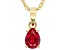 Red Lab Created Ruby 18K Yellow Gold Over Sterling Silver July Birthstone Pendant With Chain 1.10ct